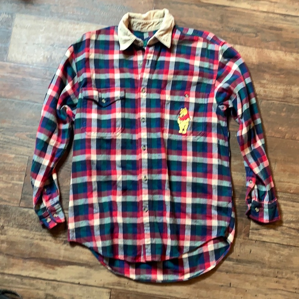 Vintage Disney Store Winnie The Pooh Plaid Shirt Button Up Small